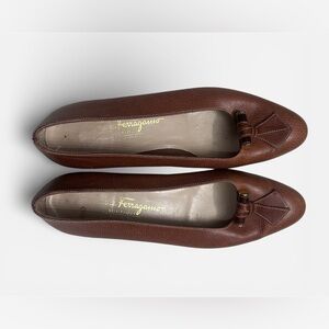 Salvatore Ferragamo Vintage Style Brown Leather Flats